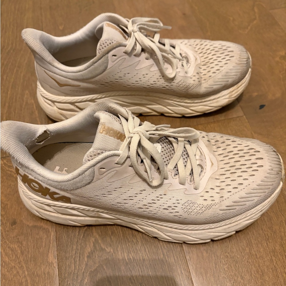 Hoka Women's Cream and Gold Athletic Shoes